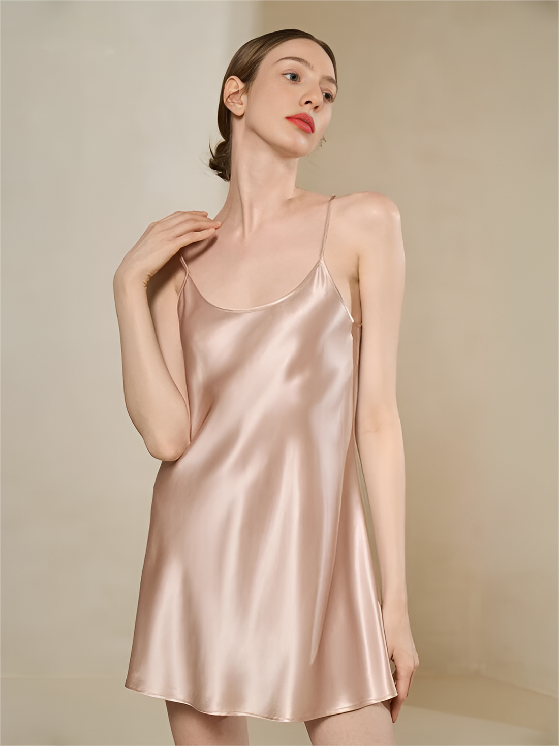 Timeless Elegance Spaghetti Strap Short Silk Nightgown/Dress